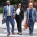 Jen Shah arriving at Daniel Patrick Moynihan United States Courthouse accompanied by two men.