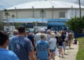 Fans wait outside Tropicana Field before the Rays home opener on April 6, 2026. The team on Wednesday announced the return of the Rays Concert Series. (Spectrum News/Anthony Sande)