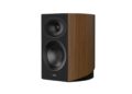 Revel Performa4 M146 standmount speaker on a white background in a walnut finish