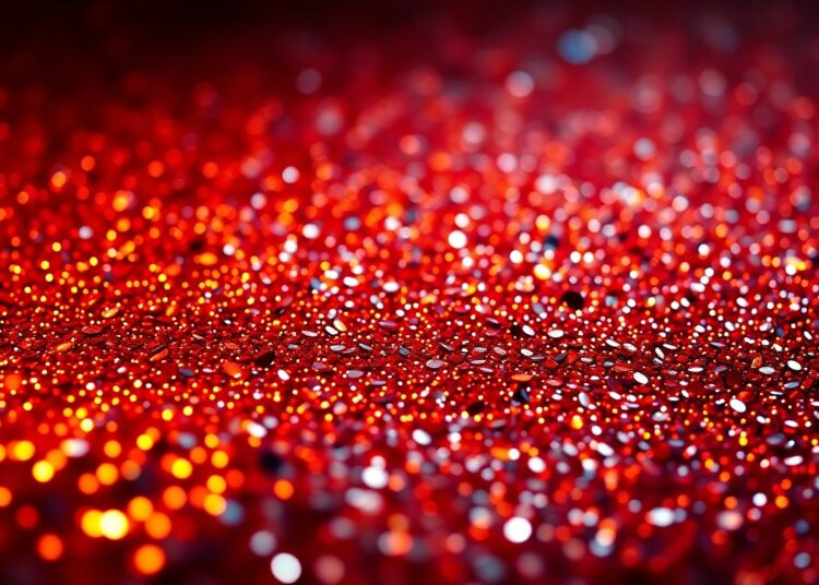 An extreme close-up photograph of glittering sequins in high-contrast studio lighting, capturing the luxurious, glamorous aesthetic of Ringo Starr's new music.