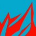An abstract, minimalist illustration composed of striking red, orange, and blue geometric shapes, conceptually representing the diverse range of entertainment and cultural events happening in Rockford.