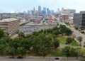Washington Square Park, 100 E. Pershing Rd. is a five-acre park located east of Union Station and north of Crown Center. Kansas City wants the Royals to build a new downtown stadium in the park.