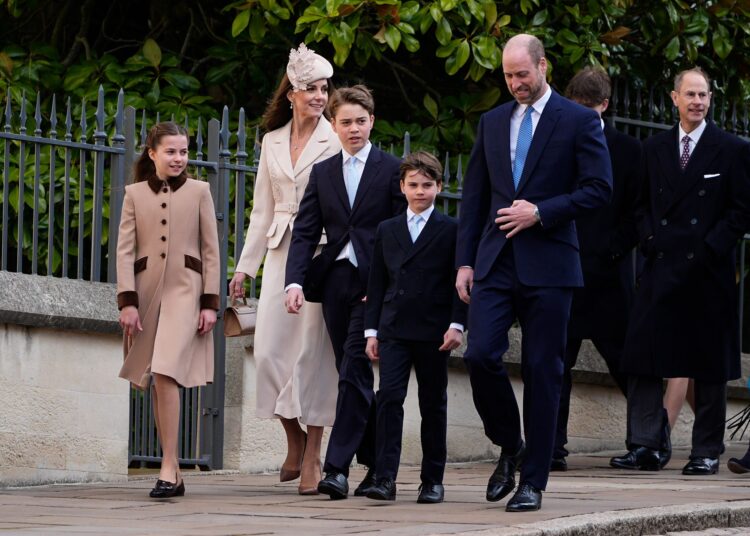 The Prince and Princess of Wales arriving at the ceremony with their children
