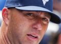 May 19, 2022; Kansas City, Missouri, USA; Kansas City Royals hitting coach Alec Zumwalt during the fifth inning against the Chicago White Sox at Kauffman Stadium. Mandatory Credit: Jay Biggerstaff-Imagn Images
