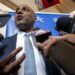 Kansas City Mayor Quinton Lucas answers questions from the media during a ceremony announcing the Kansas City Royals' move to Crown Center on Wednesday, April 22, 2026, in Kansas City.