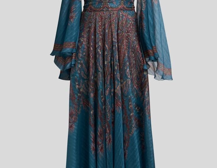 Floral Paisley Long Silk Dress