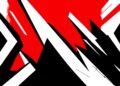 A striking abstract illustration featuring bold, angular shapes in black, white, and red, conceptually representing the convergence of entertainment and politics in Washington, D.C.