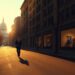 A cinematic painting of a lone politician walking down a deserted Capitol Hill street, the warm sunlight and deep shadows creating a sense of solitude and contemplation.
