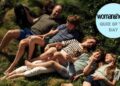 The Prince and Princess of Wales's anniversary photo of the family lying on the grass, with a W&amp;H Quiz of the Day roundel over the top