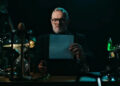 Greg Davies typing during the Taskmaster intro.