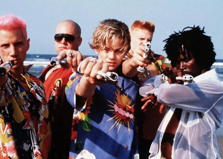 In Luhrmann's brash adaptation, the Montague boys swap swords for guns and wear tropical shirts emblazoned with religious iconography. - Merrick Morton/20th Century Fox/Shutterstock