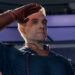 Homelander saluting A-Train's death with teary eyes in The Boys Season 5.