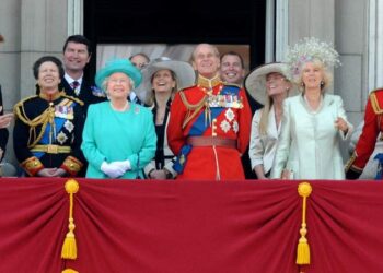 The royal family stands on the balcony during Trooping the Colour in 2008. By: Anwar Hussein/MEGA