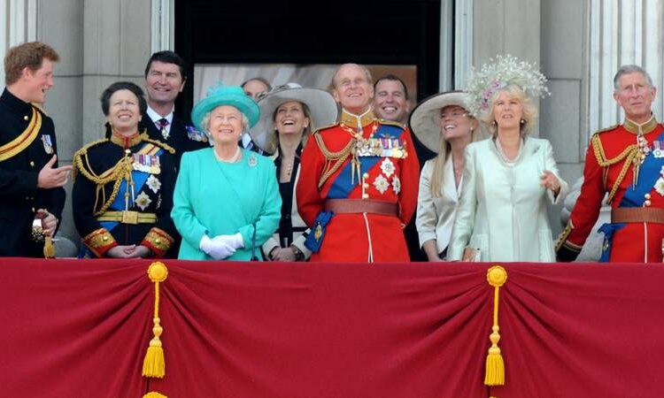 The royal family stands on the balcony during Trooping the Colour in 2008. By: Anwar Hussein/MEGA