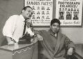 Dave Sharkey with a customer in 1962. The small shop featured its celebrity customers framed on the wall. - Courtesy Philip Sharkey