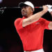 Tiger Woods of Jupiter Links Golf Club plays a shot during their TGL presented by SoFi match against the Atlanta Drive GC at SoFi Center on March 04, 2025 in Palm Beach Gardens, Florida.