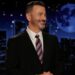 This image released by Disney shows Jimmy Kimmel hosting his late night show "Jimmy Kimmel Live!" in Los Angeles on Tuesday, Sept. 23, 2025. (Randy Holmes/Disney via AP)
