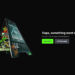 A digital error page with a caution sign and graffiti art, offering "Go Home" and "Refresh page" options.