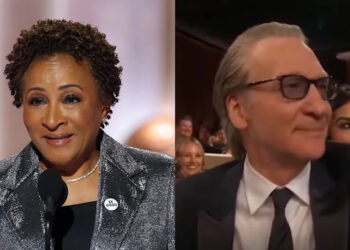 Wanda Sykes at the 83rd Annual Golden Globes, and Bill Maher reacting to a joke about him.
