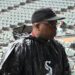 Jul 30, 2025; Chicago, Illinois, USA; Chicago White Sox fans walk upstairs in rain ponchos before a rain delay is announced prior to a game against the Philadelphia Phillies at Rate Field. Mandatory Credit: Patrick Gorski-Imagn Images