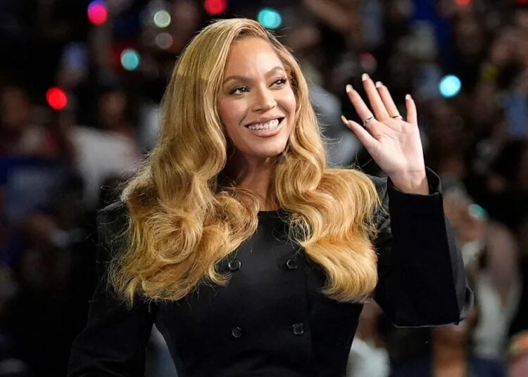 FILE – Beyonce appears at a campaign event for Democratic presidential nominee Vice President Kamala Harris in Houston, on Oct. 25, 2024. (AP Photo/Susan Walsh, File)