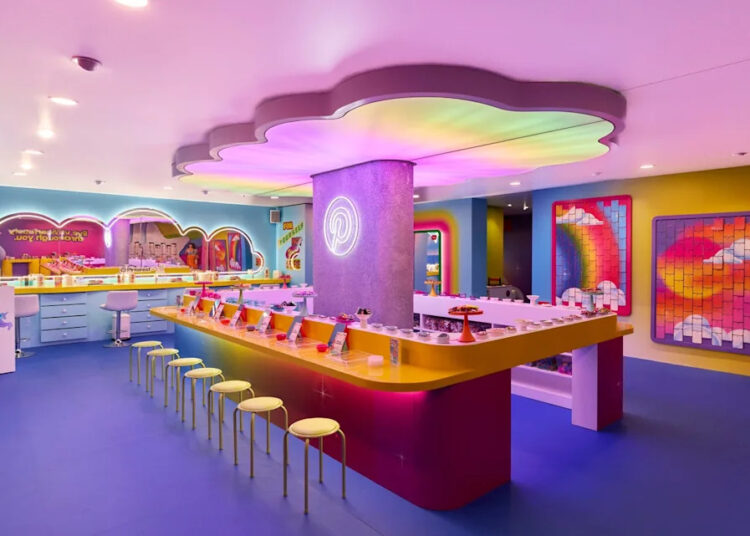 Vibrant and colorful interior of a creative space.