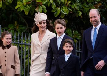The Prince and Princess of Wales with their children on Easter Sunday