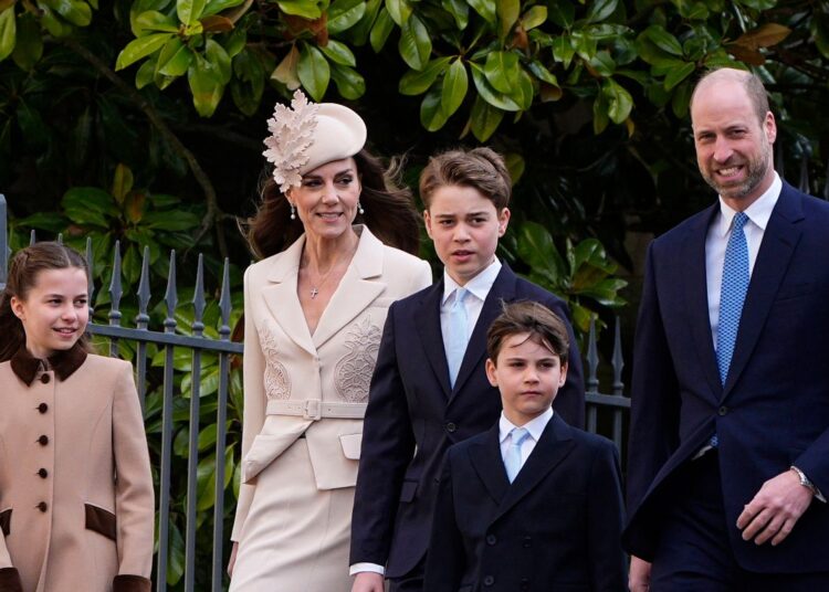 The Prince and Princess of Wales with their children on Easter Sunday
