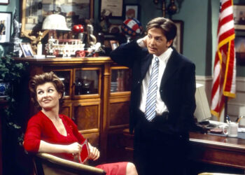 Britton and Michael J. Fox on 'Spin City' (Eric Liebowitz /©ABC /Courtesy Everett Collection)