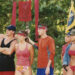 Contestants Tom Buchanan, Rob Mariano, Amber Brkich, Rob Cesternino, contestant Susan Hawk and Alicia Calaway on Season 8 of Survivor.