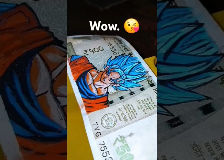 Drawing Goku On 500 rs 🔥😍#goku #shorts #artist