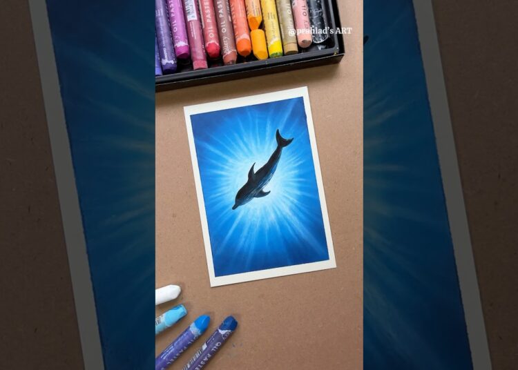 Easy Underwater Dolphin Drawing 🌊🐬 | Oil Pastel Art Tutorial for Beginners