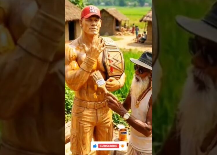 Duniya ka sabse anokha John Cena Statue! 😱 #johncena #woodcarving #artist