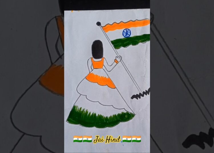 Independent/Republic Day 🇮🇳 Drawing #indiangirldrawingwithflag #tirangadrawing #shortsfeed #artist