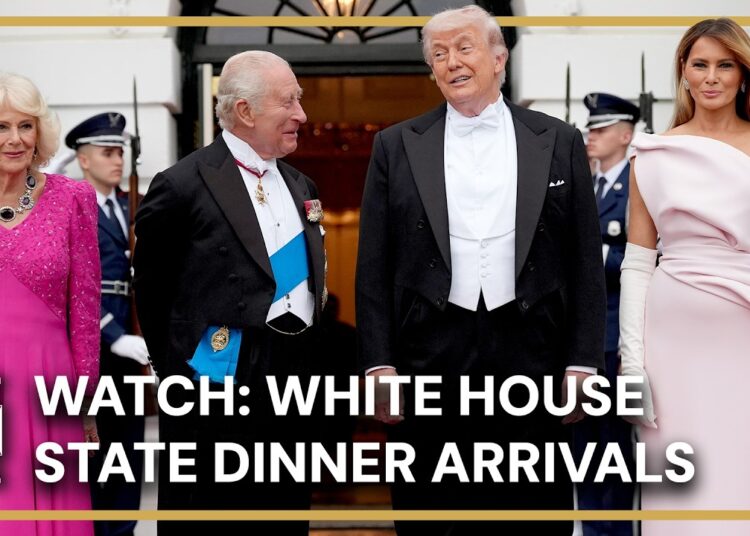 WATCH: King Charles and Queen Camilla Arrive for Lavish White House State Dinner