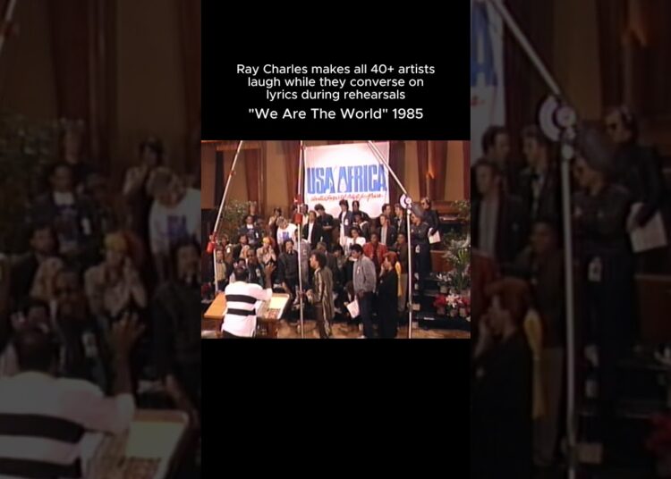 Ray Charles makes 40+ artists laugh during the “We Are The World” recording session