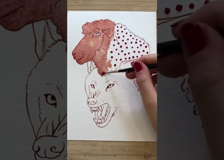 My art does not involve self harm! #bloodart #artist #wolf #sheep #blooddraw