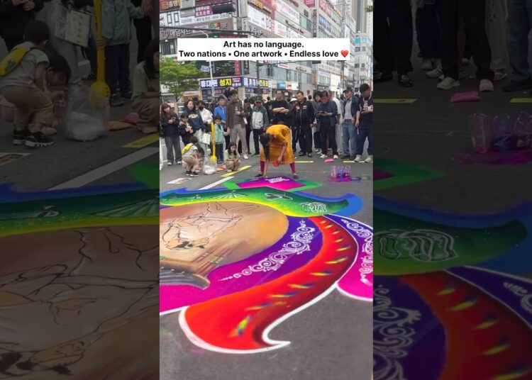 Korean culture through Indian Rangoli art 🇰🇷✨🇮🇳 | South Korea international art festival 2026
