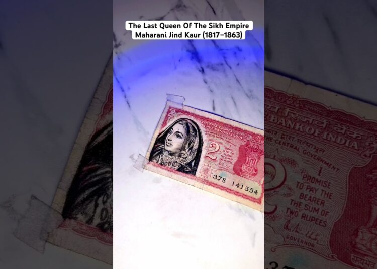 Maharani Jind Kaur Drawing On 40 Year Old 2rs Note #art #drawing #maharajaranjitsingh #sikh #wmk