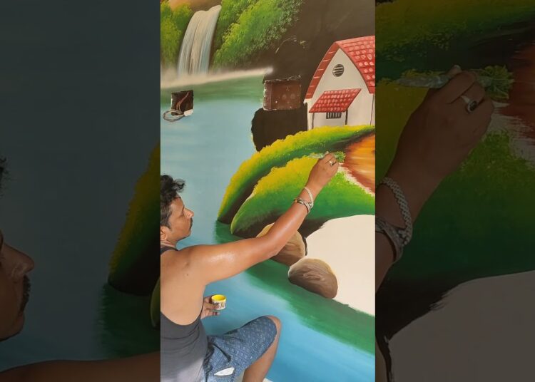 landscape painting ❤️🥰 #painting #art #drawing #shorts #foryou
