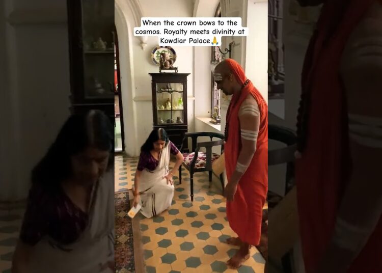 When the CROWN bows to the COSMOS🔥 Royalty meets divinity at Kowdiar Palace 🙏#yogi #guru #kerala