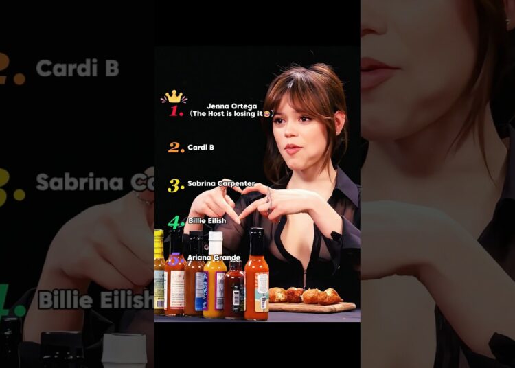 Best reaction of celebritieseating spicy wings#viral #jenna #celebrity #arianagrande #billieeilish