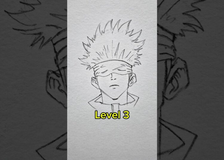 Drawing gojo level 0-7🥵✨️ #art #drawing #artist #sketch #draw #artwork #gojo #shorts