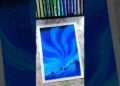 Northern Lights Drawing with Oil Pastels | Step-by-step Art Tutorial #shorts #viralvideo #art
