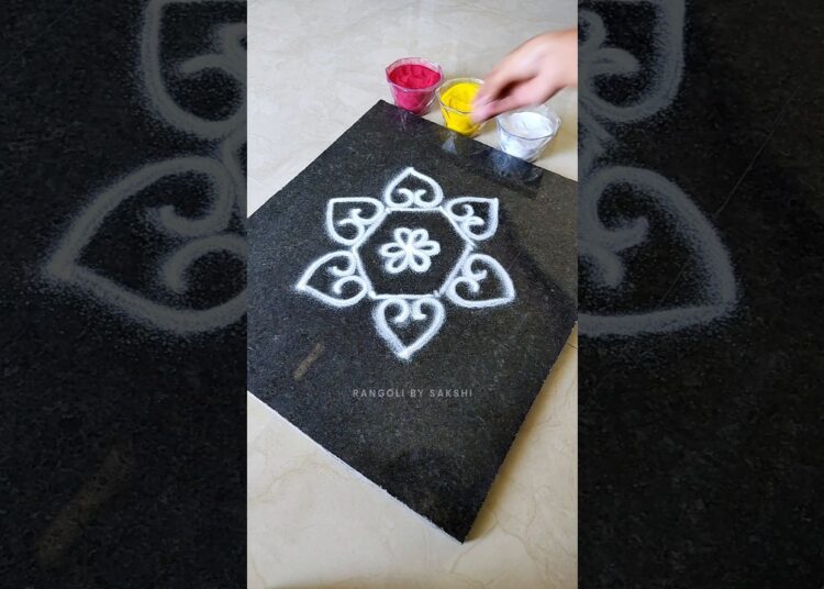 Very Easy Rangoli Design #shorts #dailyrangoli #youtube #easyrangoli #viral #artist #muggulu #kolam