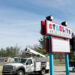 The new marquee at Starlite Drive-In Theater south of Bloomington was put in place on Friday, March 21, 2025.