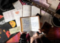 A photo of Jimi Hendrix exhibits.