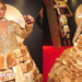 Reality TV star Queen Mercy Atang  is seen with her dress made from loaves of bread