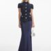 Navy Metallic Boucle Maxi Dress