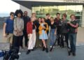 Drew McClelland (second from right) with students from LACHSA's Cinematic Arts Program and actor William H. Macy (far right).